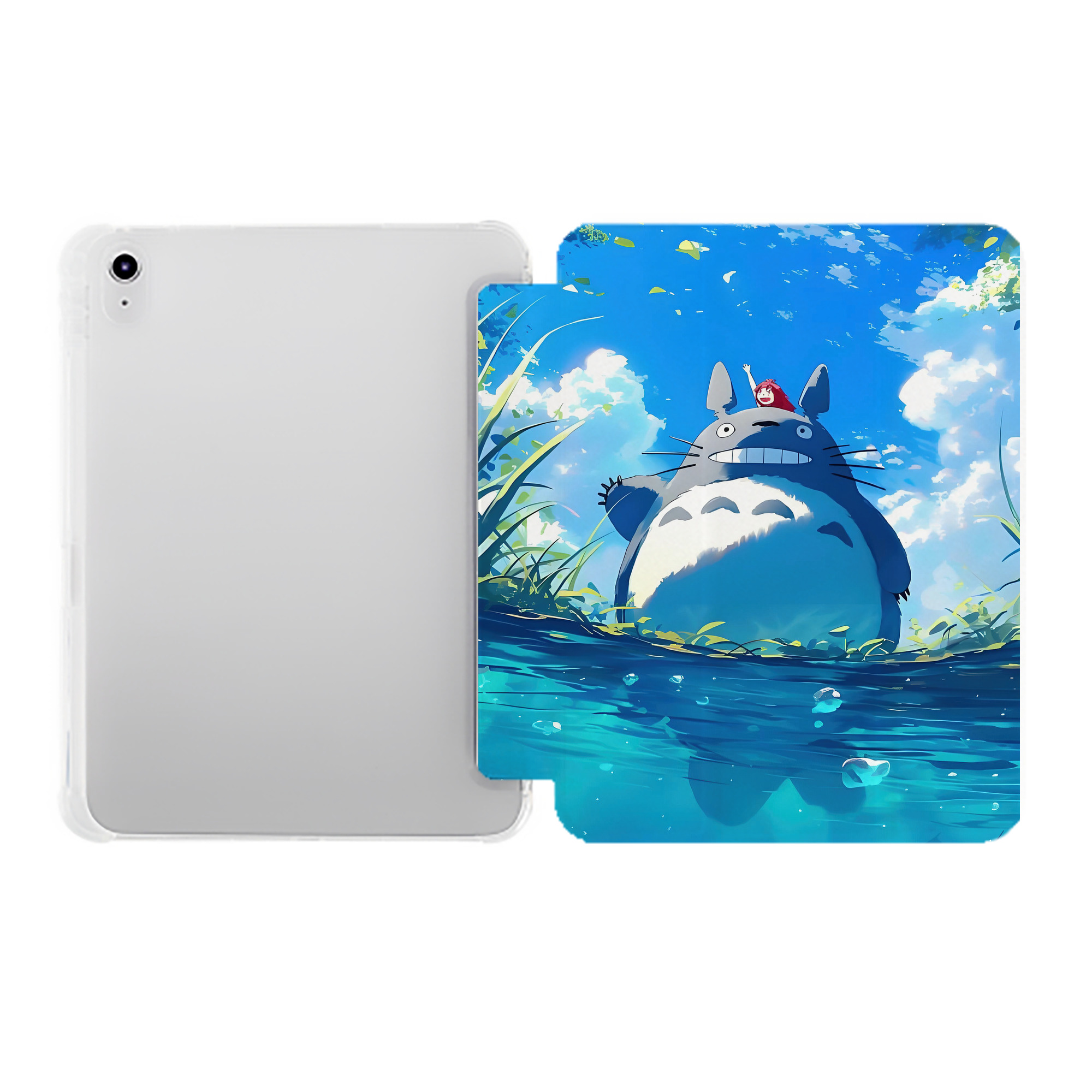 （画像用） となりのトトロ 草壁メイ 草壁サツキ My Neighbor Totoro Satsuki Kusakabe Mei Kusakabe IPad ケース ペン収納付き 三つ折りスタンド PUレザー×シリコン 対応機種9.5/10.5/10.9インチ